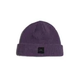 Gorro de lana tejido color violeta con dobladillo y logo de la marca O'Neill en etiqueta negra.