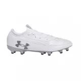 Championes de fútbol Under Armour Magnetico Select 4 FG, color blanco con detalles en gris. Diseño con logo de la marca en el lateral y suela con tapones para terreno firme.