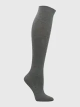 Calcetín largo de tejido acanalado, diseñado especialmente para usar con botas, confeccionado en una mezcla de bambú y spandex.