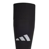 Medias de fútbol Adidas modelo Milano 23, de caña alta, color negro con detalles en gris en la puntera y el talón. Presenta el logo de la marca bordado en blanco en la parte superior.