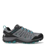Championes de trekking Merrell Crosslander 3, color gris con detalles en negro y celeste. Capellada de cuero gamuzado y malla transpirable. Entresuela con tecnología Merrell Air Cushion para absorción de impactos y suela de goma con buen agarre. Lengüeta con fuelle para evitar el ingreso de suciedad.