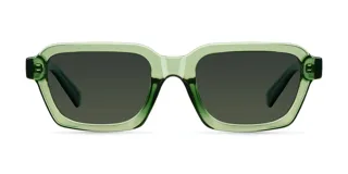 Lentes de sol unisex de forma cuadrada, color verde oliva, con lentes polarizadas verdes y protección UV400.