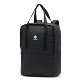 Mochila Columbia Trail Traveler de 18 litros, color negro, con diseño funcional que incluye asas superiores de mano, correas ajustables para la espalda, compartimento principal con cierre y logo de la marca bordado en el frente.