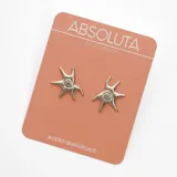 Par de caravanas plateadas con forma de estrella de mar, de acero quirúrgico.