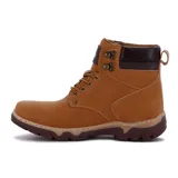 Bota acordonada color camel, con suela marrón y detalles en marrón oscuro en el cuello y la lengüeta.