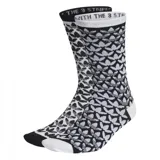 Par de medias Adidas a media pantorrilla, con diseño de logo del trifolio en blanco y negro.