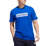 Remera azul de algodón con logo de Adidas estampado en el pecho.