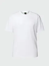 Remera de algodón blanca con cuello redondo y logo de la marca bordado en el pecho en tono sobre tono.