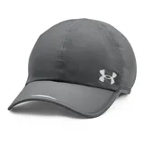 Gorro deportivo Under Armour Launch Run, color gris con logo blanco bordado en el lateral.