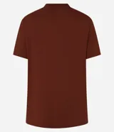 Remera marrón de algodón con cuello redondo y mangas cortas. Estampa frontal de un plato de lámen con el texto "Trying My Best Relaxing On The Way".