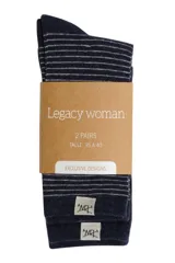 Pack de dos pares de medias de algodón, uno a rayas horizontales y otro con lunares.