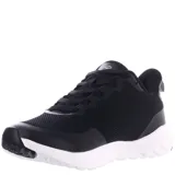 Championes deportivos Topper modelo Strong Pace III, color negro con suela blanca. Presentan capellada de malla transpirable con refuerzos sintéticos, cierre con cordones y entresuela con tecnología amortiguadora.