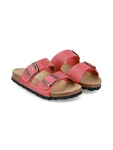 Sandalias Hush Puppies modelo Algarrobo, color rojo, con dos tiras ajustables con hebillas metálicas, suela de corcho y base de goma antideslizante.