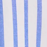 Pantalón casual de corte amplio con estampado de rayas verticales celestes y blancas, con cintura elastizada y cordón ajustable.