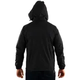 Campera Diadora color negro con cierre frontal, capucha y logo blanco estampado en el pecho.