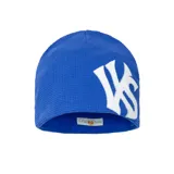 Gorro tipo beanie de tejido waffle color azul, con logo bordado en color blanco en el frente.