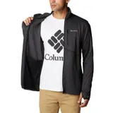 Campera de polar Columbia color gris oscuro, con cierre frontal completo, cuello alto, bolsillos laterales con cierre y bolsillo vertical con cierre en el pecho. Logo de la marca bordado en el pecho.