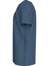 Remera celeste de algodón con cuello redondo y mangas cortas. Cinta con logo Calvin Klein en espiguilla en los laterales.