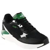 Championes Puma X-Ray Speed Lite de hombre, color negro con detalles en verde y blanco. Presentan una combinación de materiales textiles y sintéticos, con suela de goma blanca y cordones negros.