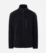 Buzo de hombre confeccionado en tejido fleece con felpa, de corte recto y cuello alto. Cuenta con cierre frontal completo, bolsillos laterales y un bolsillo adicional con cierre en el pecho.