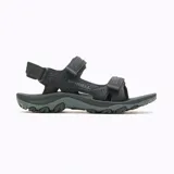 Sandalia de senderismo Merrell modelo Huntington Sport, color negro, con empeine sintético impermeable, forro de neopreno y sistema de cierre con tiras de velcro. Cuenta con entresuela de espuma EVA y tecnología Air Cushion en el talón para mayor absorción de impactos y estabilidad.
