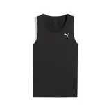 Musculosa deportiva Puma W TAD Essential Sleeveless Tank, de color negro con el logo de la marca en blanco en el pecho.