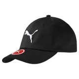 Gorra Puma ESS negra con logo bordado en blanco.