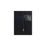 Hoodie Alexander McQueen de color negro, con capucha y cordones ajustables. Presenta un diseño de bolsillo tipo canguro al frente y está decorado con el logotipo de la marca estampado en efecto graffiti.