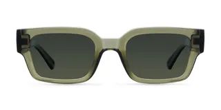Lentes de sol rectangulares color verde oscuro, con lentes polarizadas verdes y protección UV400.