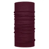 Bufanda tubular multifuncional de la marca Buff, confeccionada en lana merino de color bordó. Presenta un diseño ligero y versátil, ideal para actividades al aire libre en climas frescos.