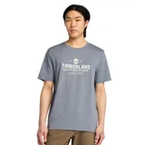 Remera gris de manga corta con estampa frontal del logo de Timberland.