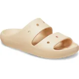 Sandalias tipo slide de la marca Crocs, con diseño de doble tira superior con perforaciones para personalización con Jibbitz. Fabricadas en material Croslite ligero y flexible, con plantilla ergonómica.