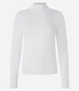 Blusa de manga larga confeccionada en viscosa sostenible, color azul marino, con cuello alto.