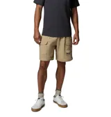Pantalón convertible Columbia modelo Acker Rock Convert, color beige, de corte holgado y diseño cargo con múltiples bolsillos, bolsillos laterales con solapa y parche de la marca. Las perneras se desmontan mediante cremalleras para convertirlo en short.