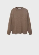 Chaleco de punto fino con cuello redondo y diseño oversize de manga larga, confeccionado en una mezcla de lana con ribetes en canalé.