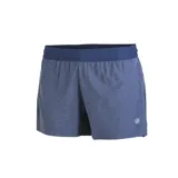 Short deportivo Asics color azul con cintura elástica y logo estampado en la pierna.