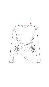 Top de manga larga color negro, confeccionado en jersey elástico. Presenta un diseño asimétrico con jaretas laterales regulables que permiten ajustar el largo y el volumen, y aberturas para los pulgares en los puños.