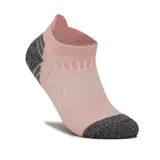 Medias de corte bajo color rosa con talón y puntera en gris jaspeado.