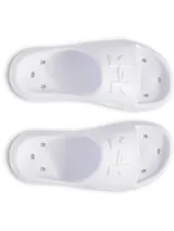 Sandalia de una sola pieza moldeada en EVA, color blanco, diseñada con orificios de drenaje laterales y suela texturizada para mayor tracción.