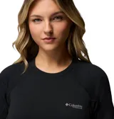 Remera deportiva Columbia de manga corta, color negro, con tecnología de absorción de humedad y protección solar UPF 50, perteneciente a la línea Titanium.