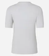 Blusa básica de punto color naranja, con cuello redondo y mangas cortas con barra contrastante.