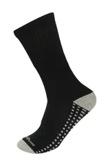 Media deportiva de media caña color negro con puntera y talón en gris. Presenta una suela con diseño antideslizante y tejido reforzado con plush.