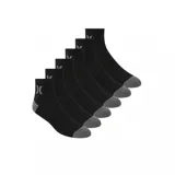 Pack de seis pares de medias cortas negras con puntera y talón en gris. Logo de la marca en blanco en el tobillo.