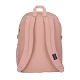 Mochila Jansport Main Campus color rosa con detalles en marrón.