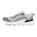 Championes de running Diadora modelo Mythos Blushield Volo 3 Glam, color gris con detalles en blanco y negro. Presentan una estructura de malla transpirable con refuerzos sintéticos, cordones blancos y suela con tecnología de amortiguación.