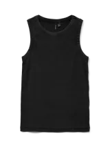 Musculosa de calce ajustado con efecto lavado ácido, cuello redondo y tejido de punto acanalado.