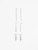 Set de cuatro pares de caravanas plateadas con strass.