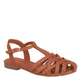 Sandalias bajas Bottero de color marrón tostado, con diseño de tiras cruzadas en el empeine y tira ajustable con hebilla en el tobillo.