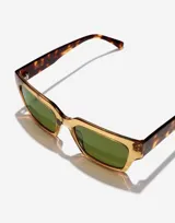 Lentes de sol unisex Hawkers, con montura rectangular color mostaza y patillas de carey.