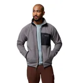Campera de polar Columbia con cierre frontal completo, cuello alto y bolsillo en el pecho con cierre y panel de contraste. Presenta ribetes elásticos en puños y dobladillo.